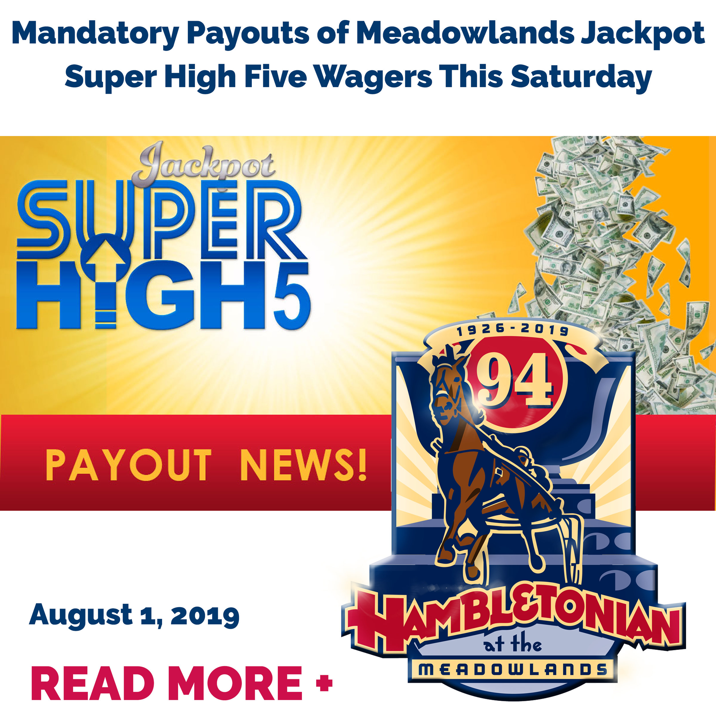 Mandatory Payouts of Meadowlands Jackpot Super High Five Wagers This Saturday