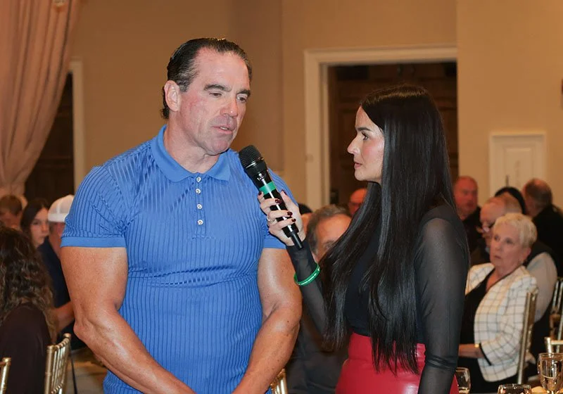 Trainer Virgil Morgan Jr. with Jessica Otten at the Breeders Crown draw party