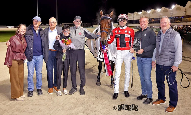 Twin B Joe Fresh after the Breeders Crown Mare Pace