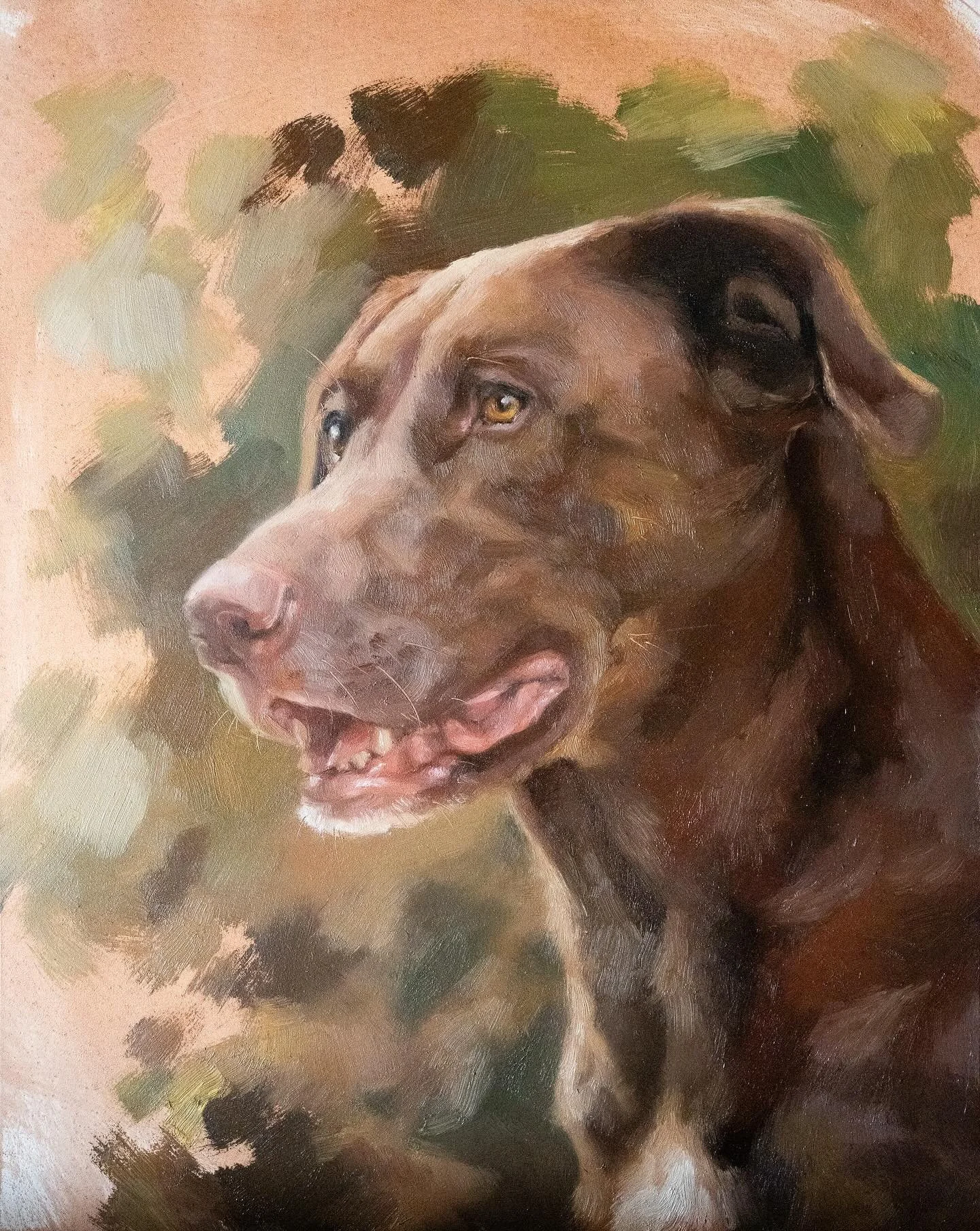 Started this one on a much warmer ground than usual, and&hellip; I don&rsquo;t think I&rsquo;ll be doing that again. Warm on warm felt a bit suffocating somehow &mdash; I kept craving a neutral background to balance things out. The foliage was origin