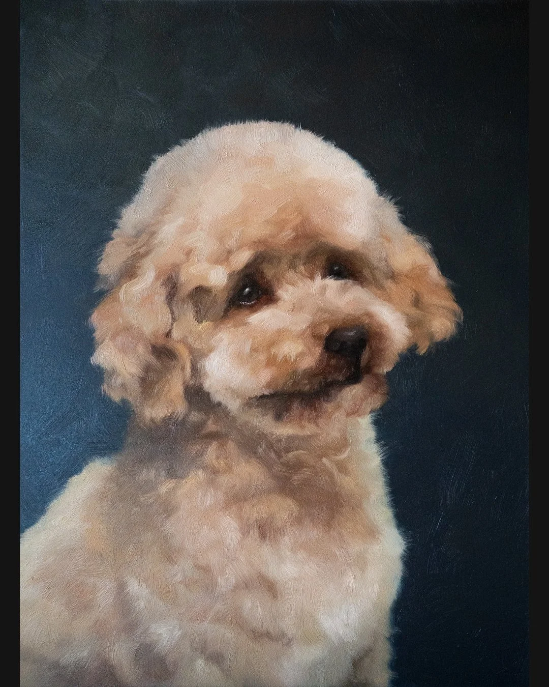 They say poodles are one of the smartest breeds, but I didn&rsquo;t expect this one to start questioning the meaning of life. 🧐✨
"Poodle in Contemplation" Oil on Gessobord, 9" x 12"
What do you think he's thinking about? 🦴💭
. .