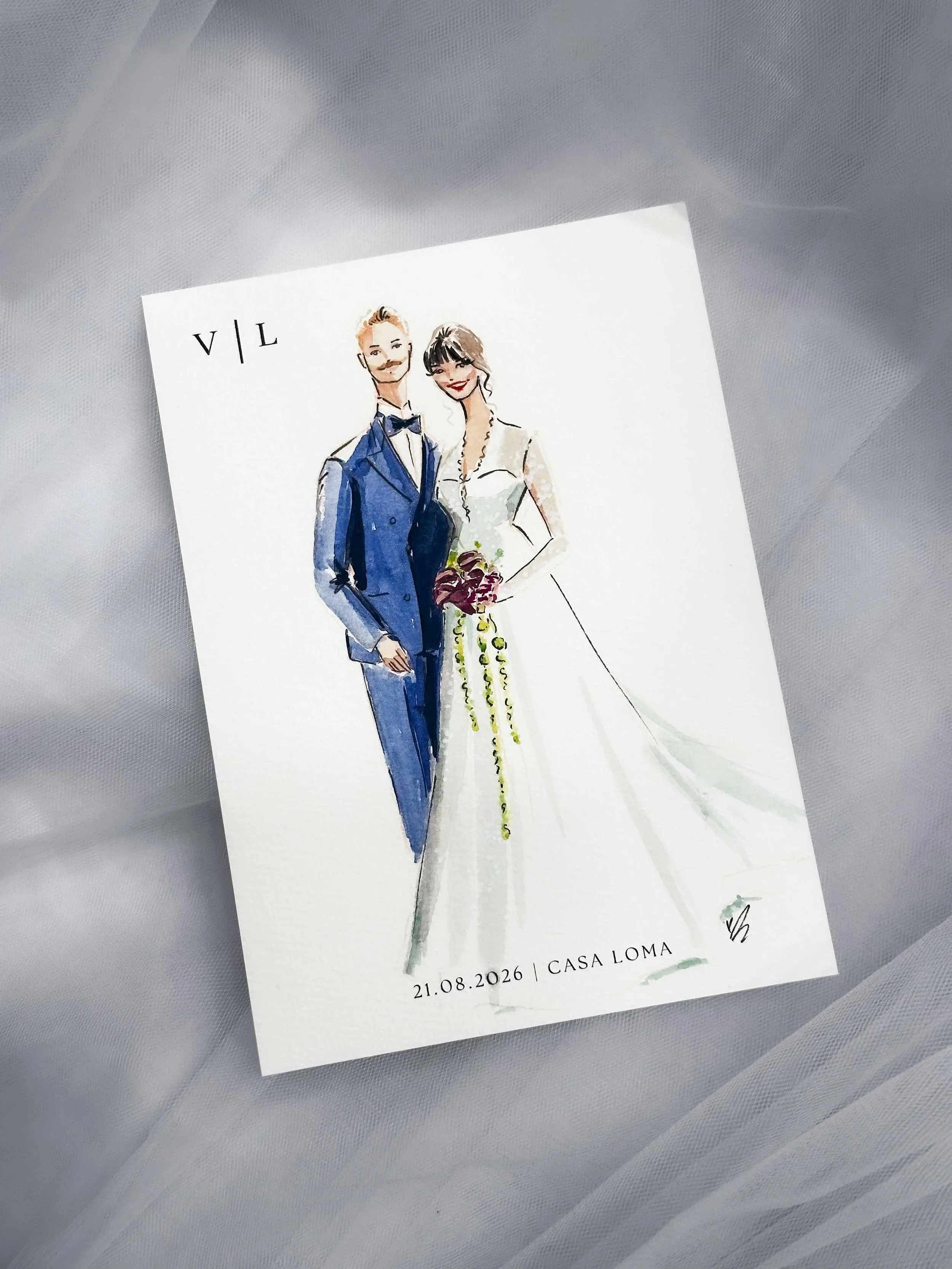 Wedding Guest Illustration at Casa Loma: Capturing Romance & Style