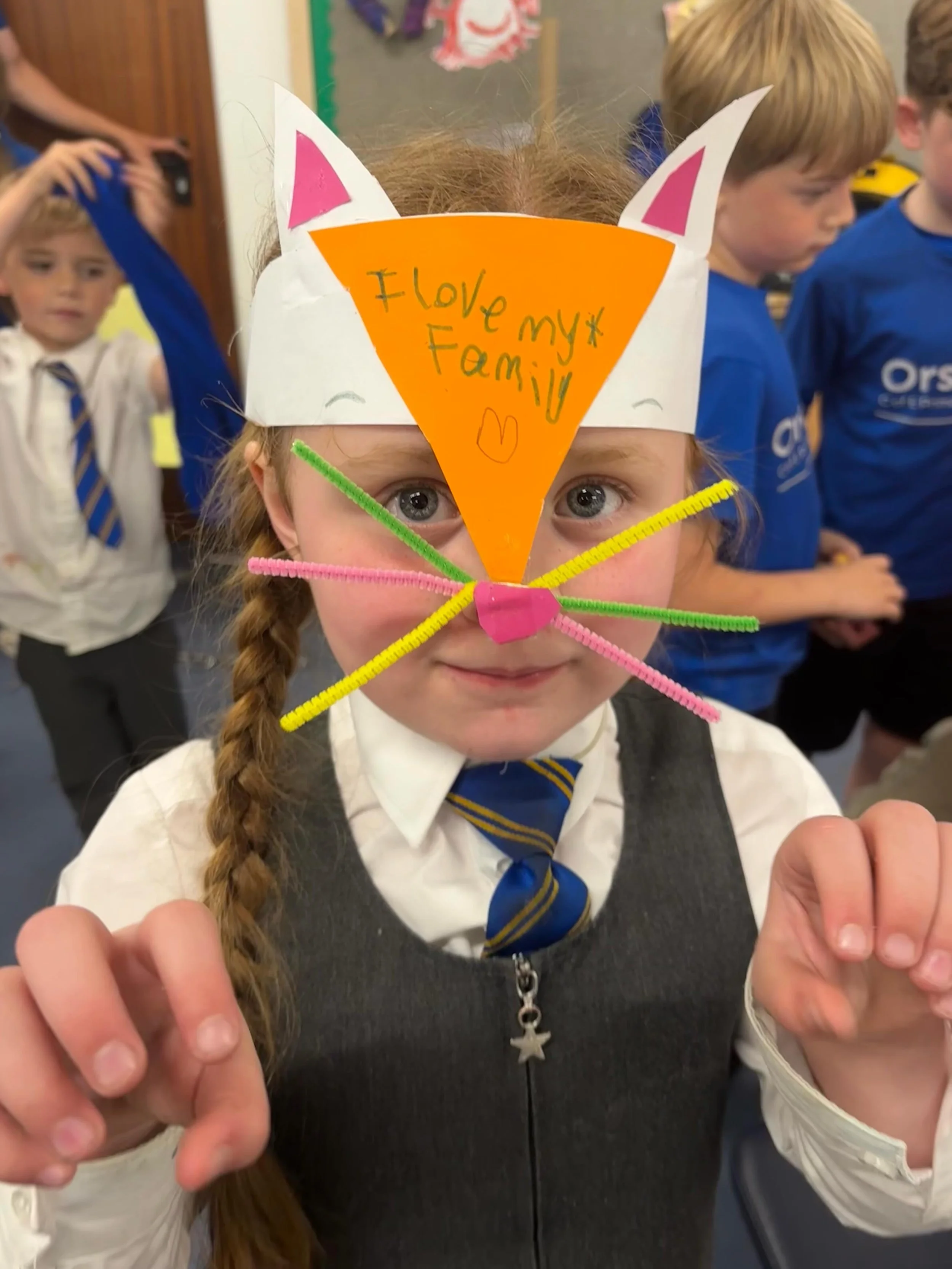 *Her: &ldquo;I want to make my hat a &lsquo;cat hat&rsquo; &amp; he has to have some orange on him, because that&rsquo;s my favourite colour hair&rdquo;.
*Us: &ldquo;Cool, let&rsquo;s do it!&rdquo; 🐱🐈😄