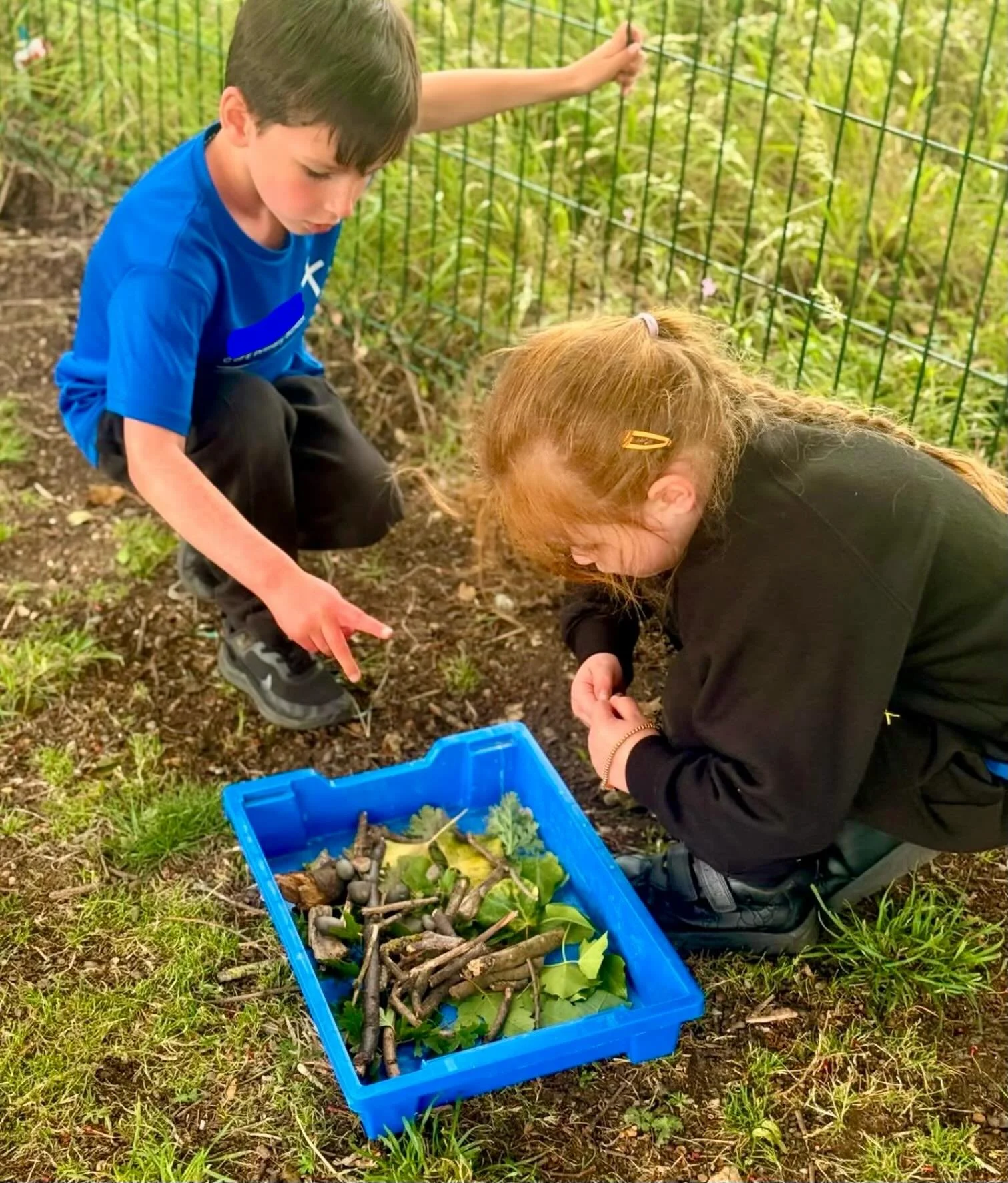The kids at one of our After-School Clubs enjoying their &lsquo;Wild Ones&rsquo; session last week. They were tasked with collecting nature to make pictures with &amp; they found so many great material to use ☺️ (&amp; had lots of fun in the process!