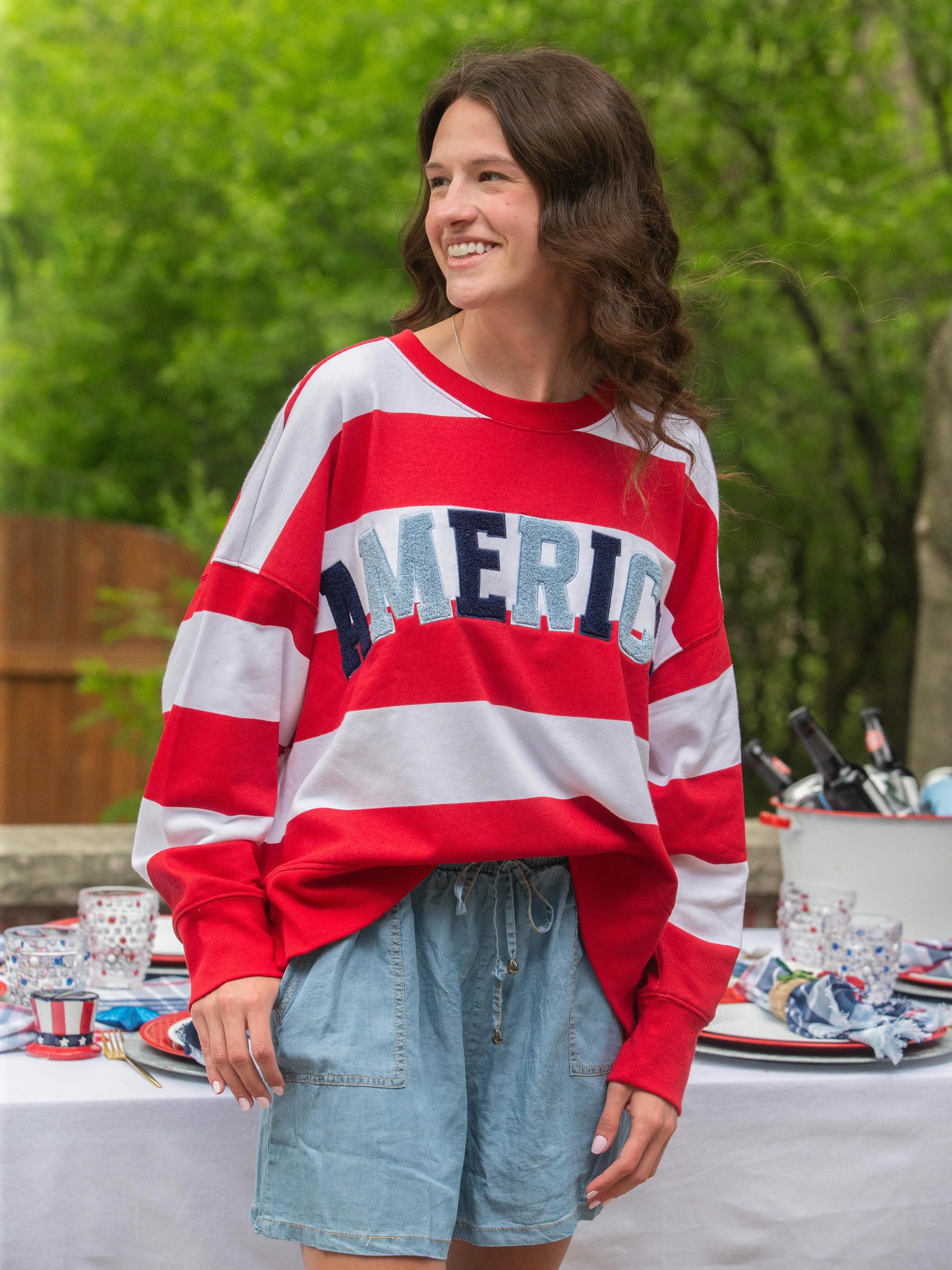 Our Americana collection is going fast! Stop in and shop all things red, white and blue before it&rsquo;s gone! ❤️🤍💙