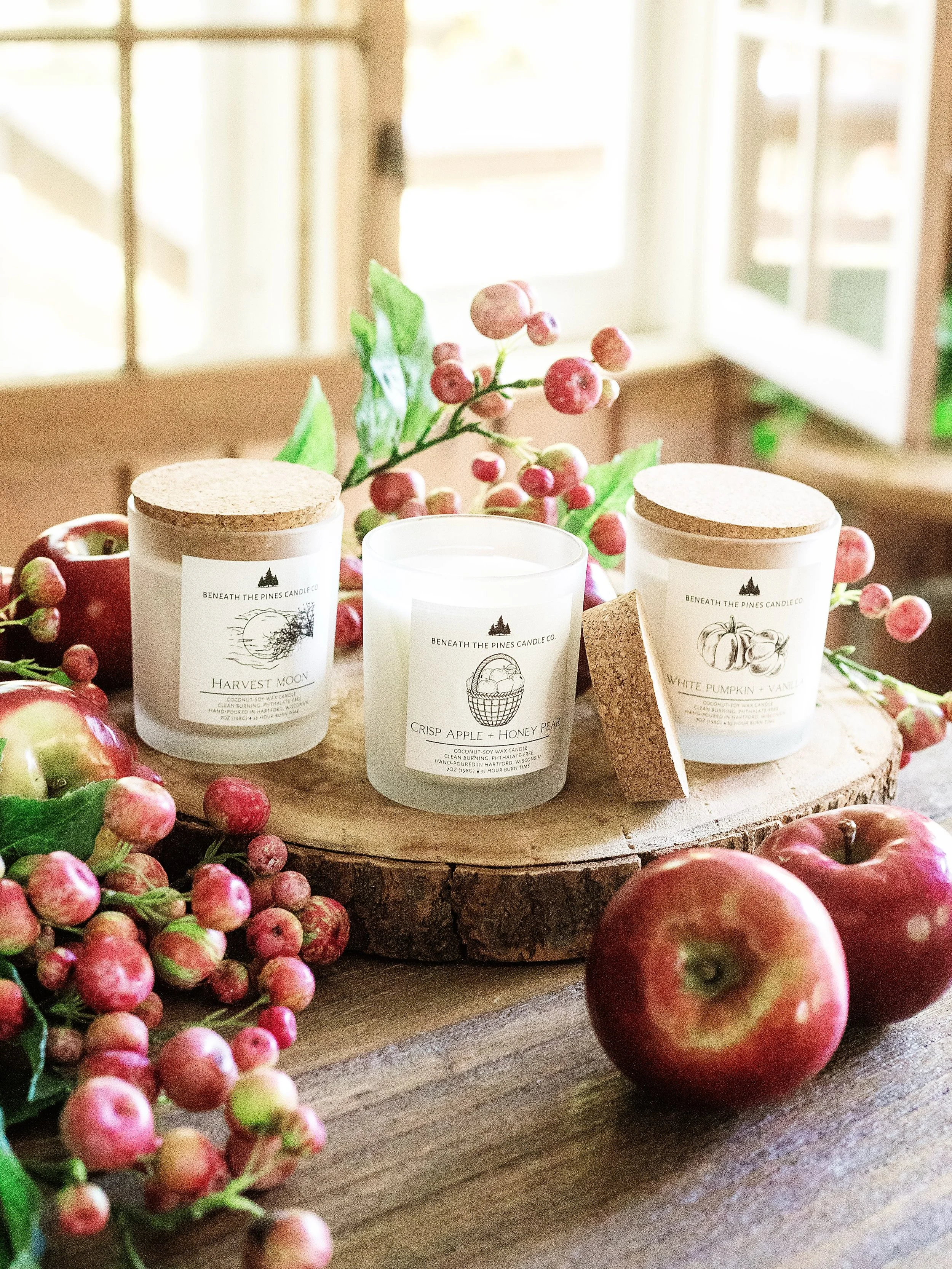 The perfect fragrances to make your home feel warm &amp; inviting 🤍 Bring the comforting scents of the season into your space with these hand-poured coconut soy wax candles from @beneaththepinescandleco 🍂