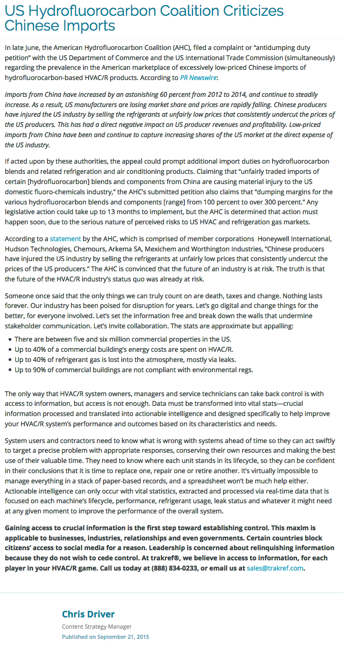 Trakref_US Hydrofluorocarbon Coalition Criticizes Chinese Imports_cd_9.21.15.png