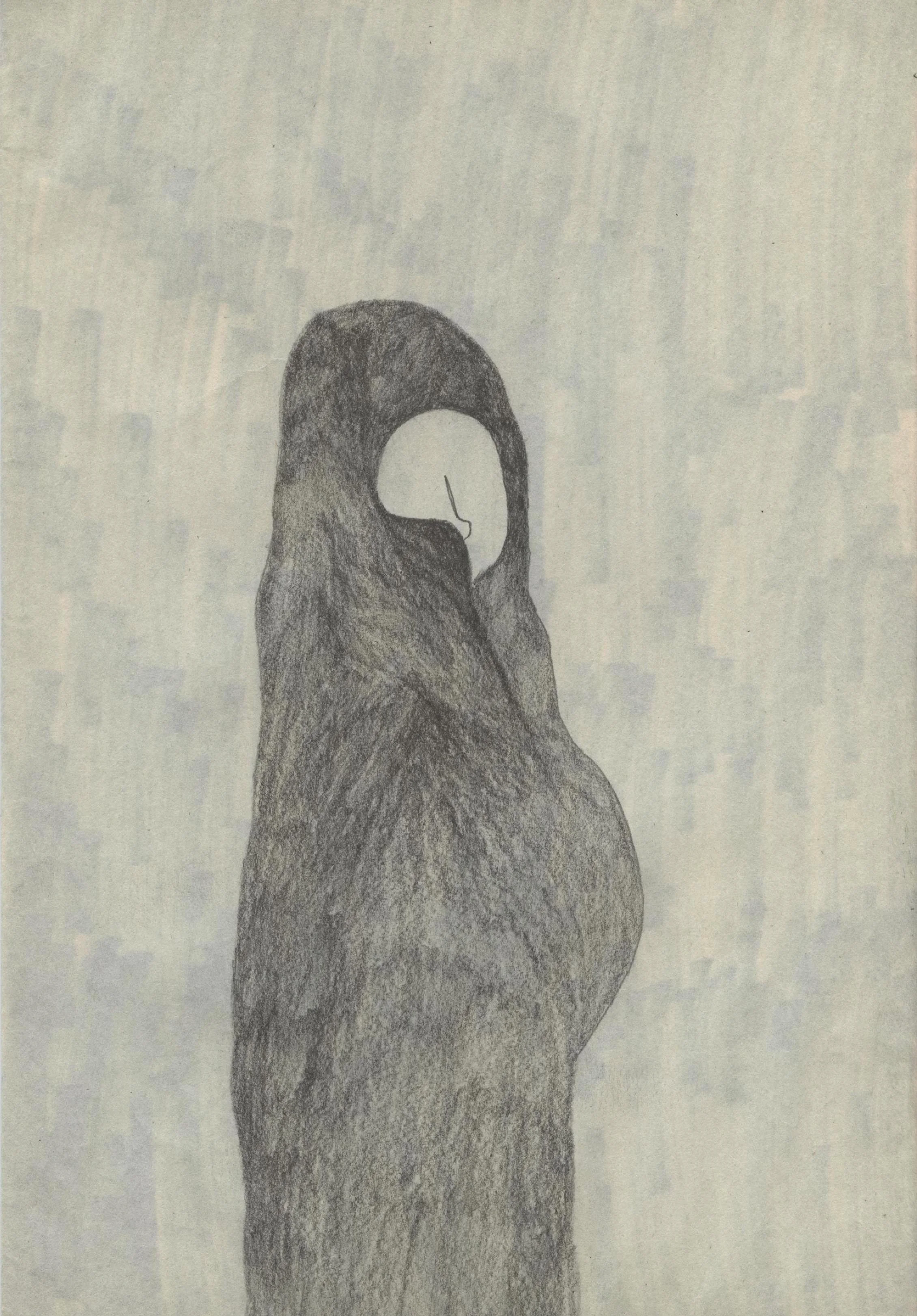 pencil on aged paper / 2019 / 9” x 11”