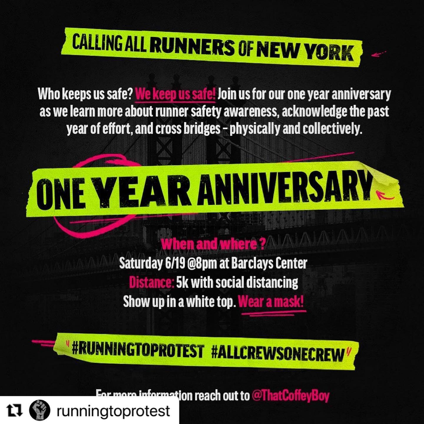 #Repost @runningtoprotest with @make_repost
・・・
This Saturday, we talk about runner safety.
This Saturday, we continue to bridge the gaps between sport and life.
This Saturday, we acknowledge where we&rsquo;ve been and where we&rsquo;re going.

Sprea