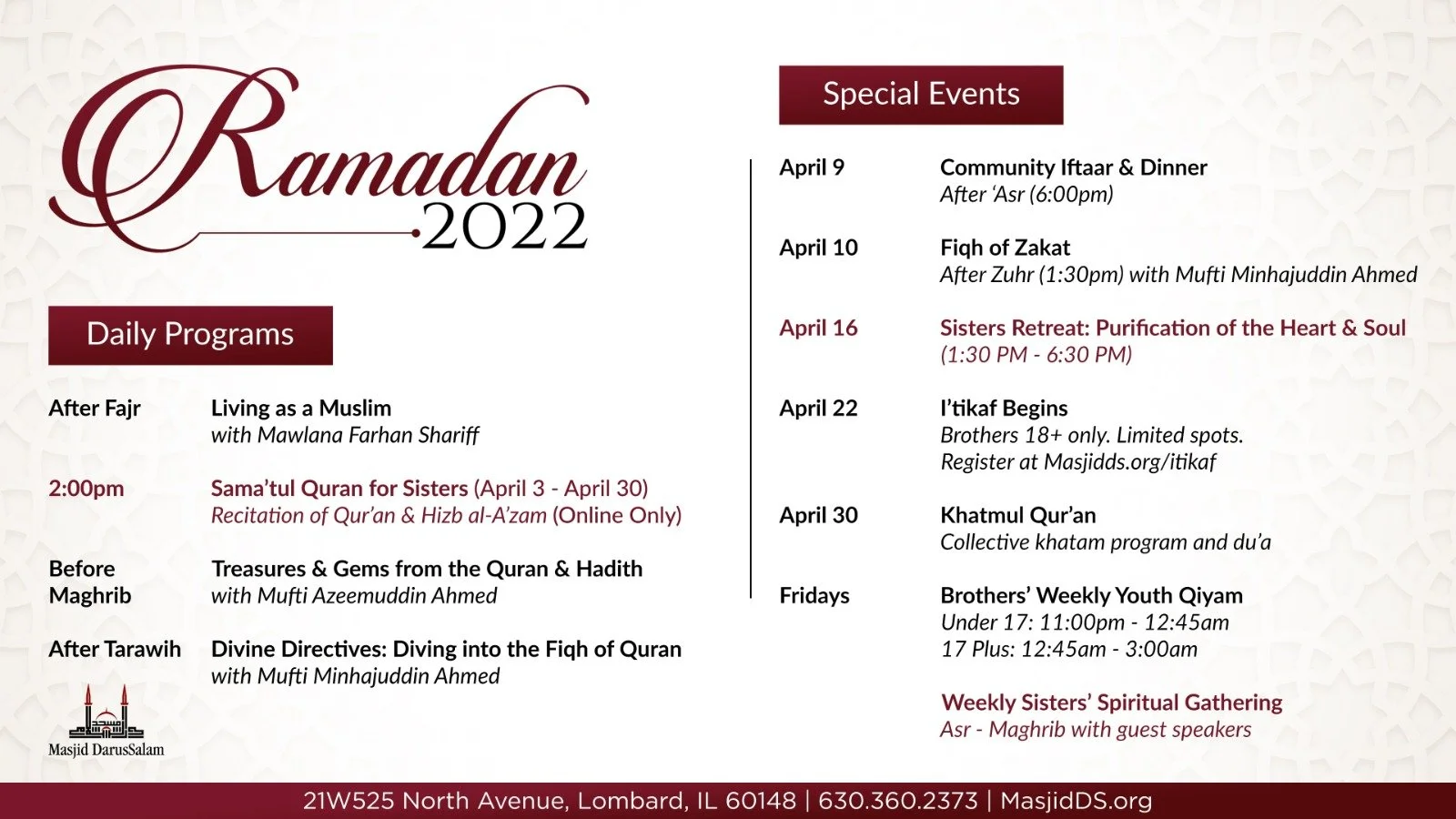 Masjid Darussalam - Community Iftaar &amp; Dinner