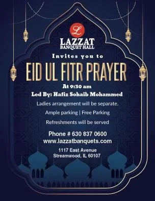 Lazzat Banquet Hall - Eid ul Fitr Prayer