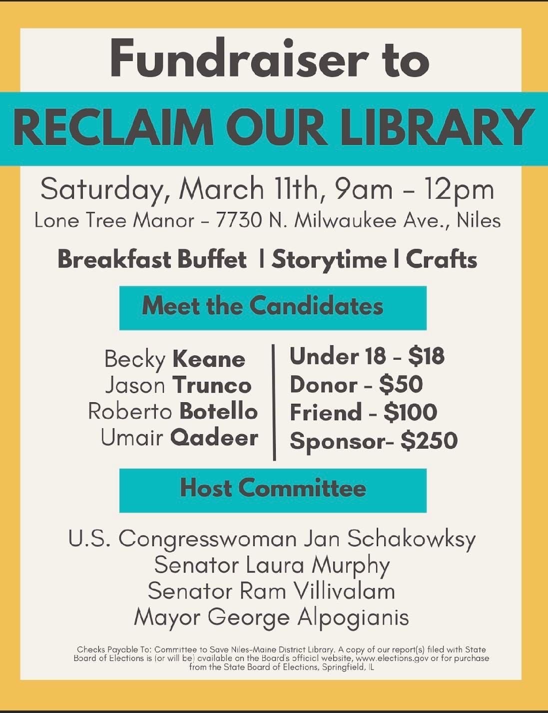 Fundraiser to Reclaim our Library