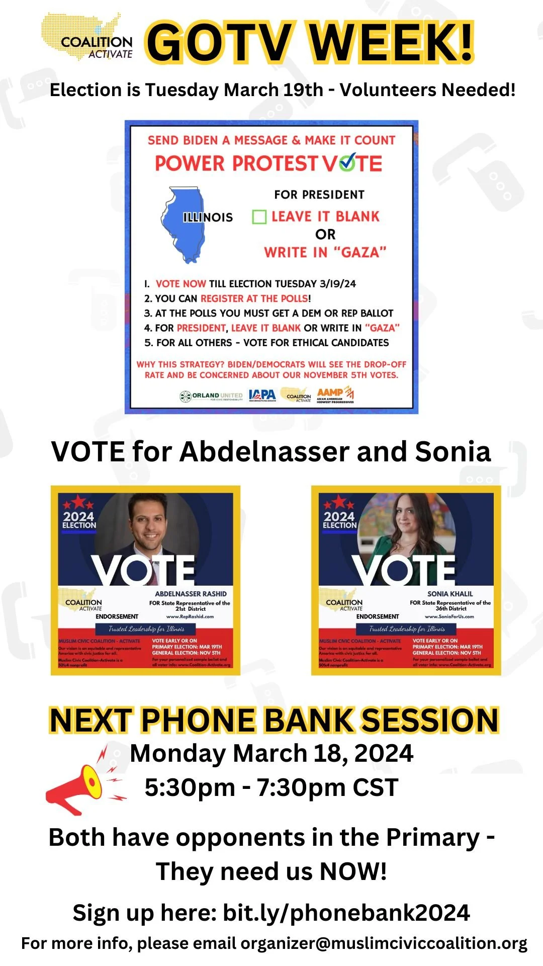 Get Out The Vote Week! Phone Bank with Muslim Civic Coalition!