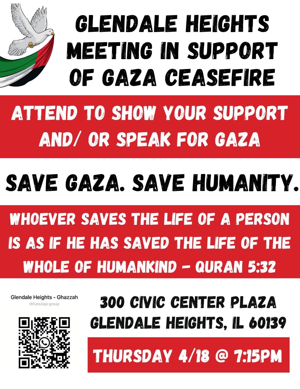 Glendale Heights Meeting in Support of Gaza Ceasefire