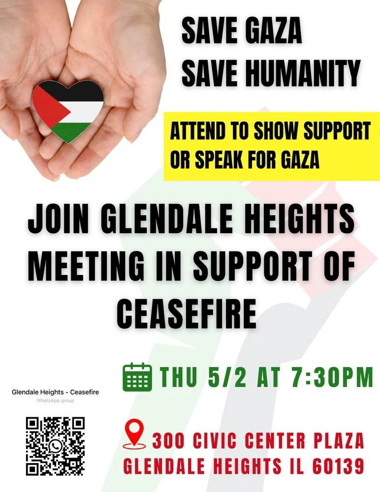 Glendale Heights Meeting in Support of Ceasefire
