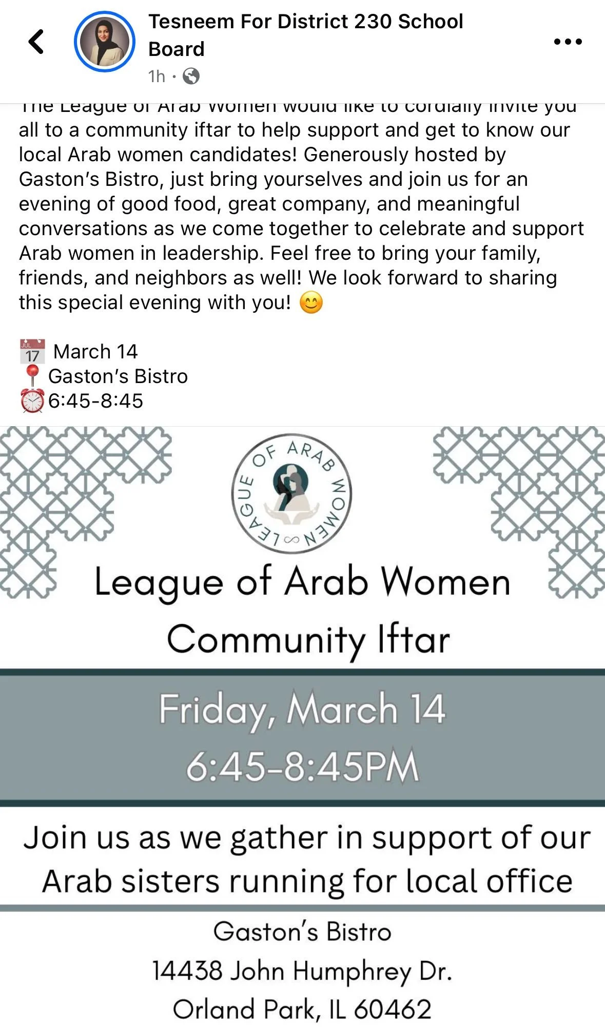 League of Arab Women Community Iftar 