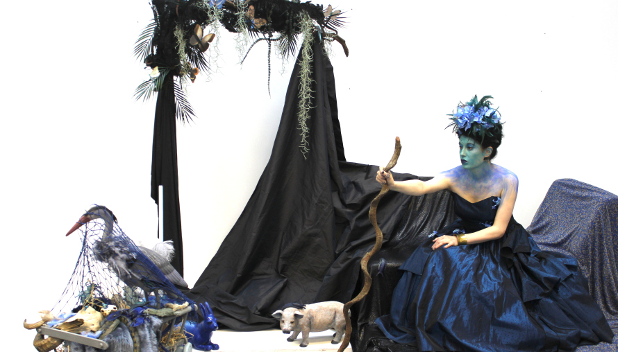 Menagerie in Blue , performed as part of The Big Draw at University of Salford (2015)