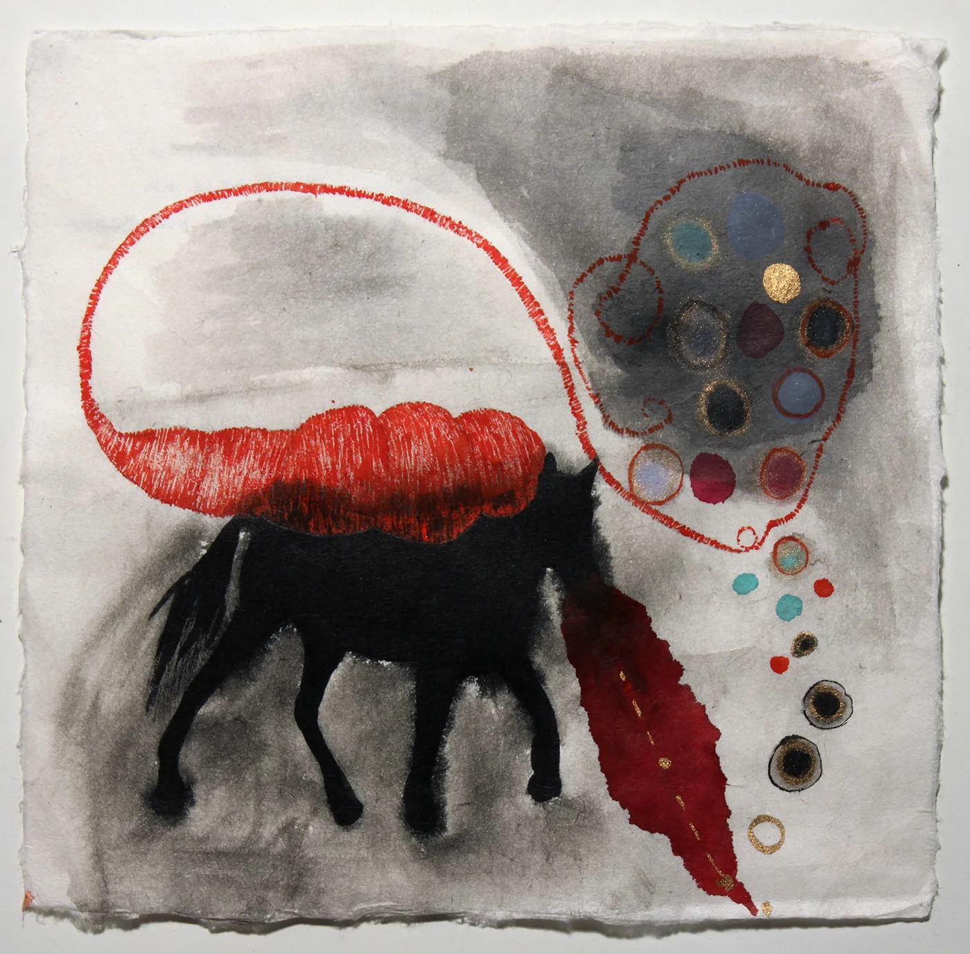 Blood Horse (Burdened) , watercolour on handmade paper (2017)