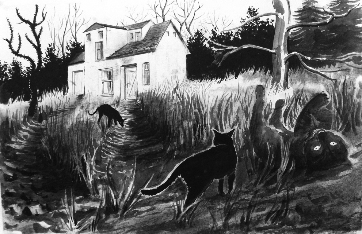 Tilo Baumgärtel - Untitled (Cats), Charcoal on Paper, 2011