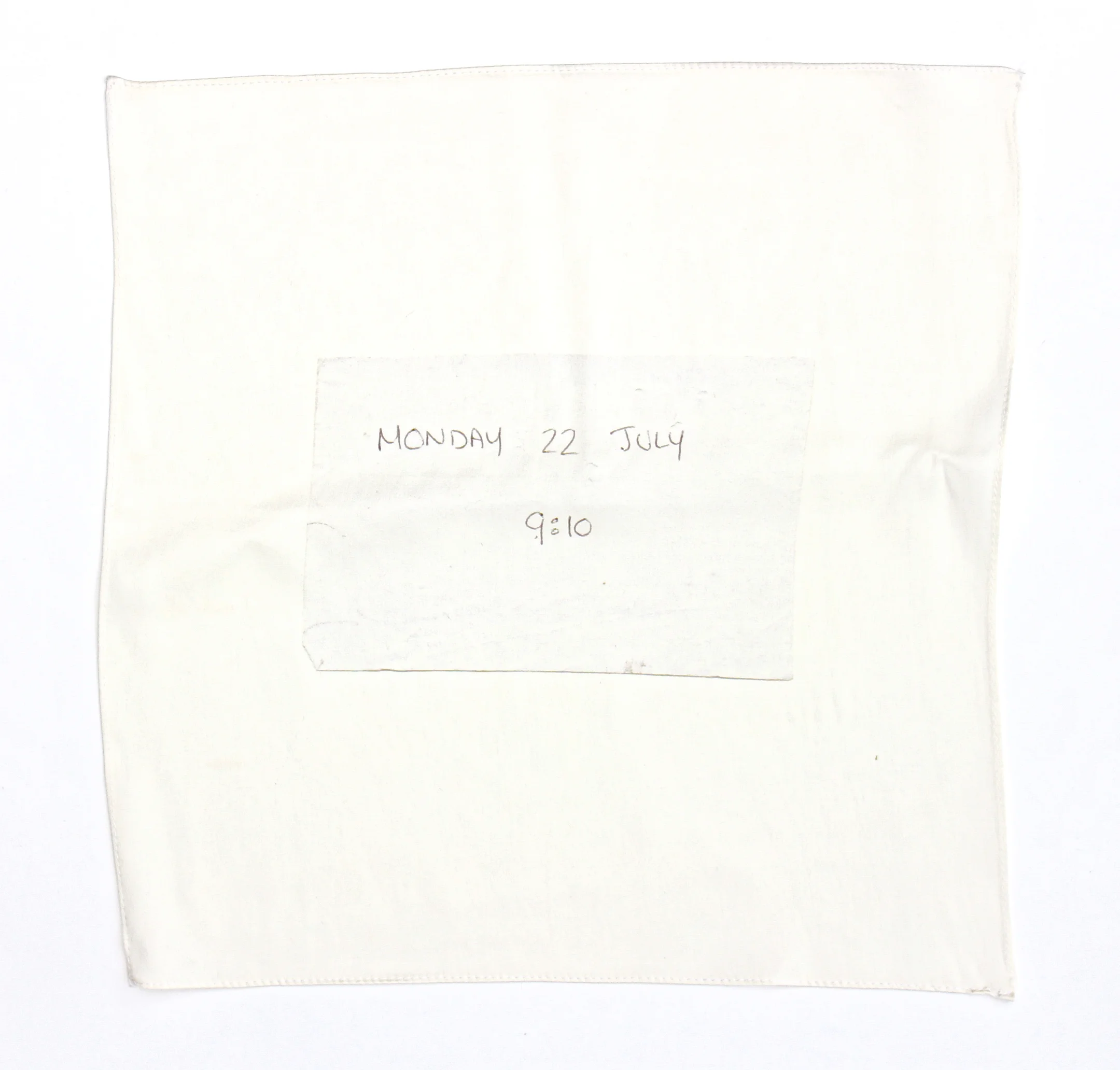 Found note silk hankie (Monday), 100% silk satin with hand stitched edge