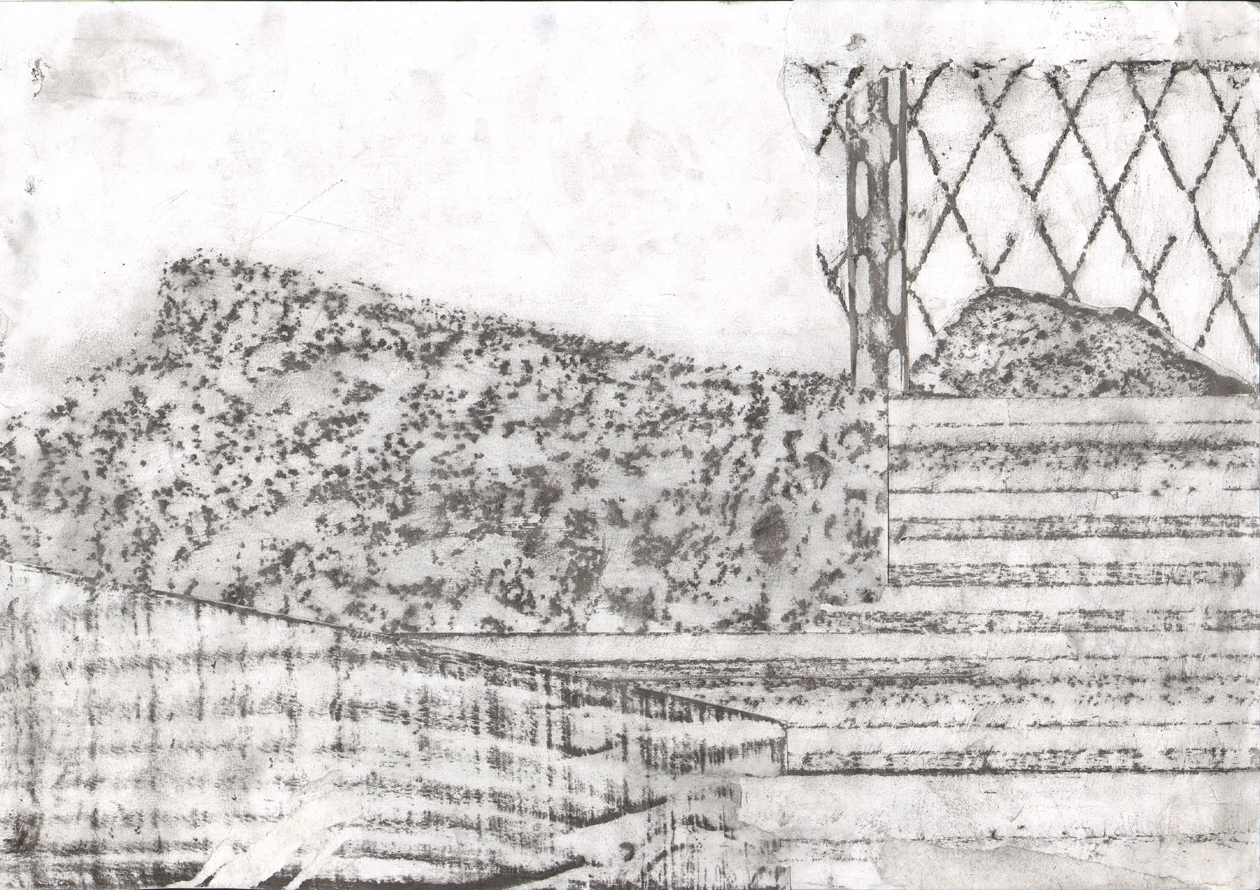 Simon Woolham, The Battle (2019). Kinder Scout rubbing on paper