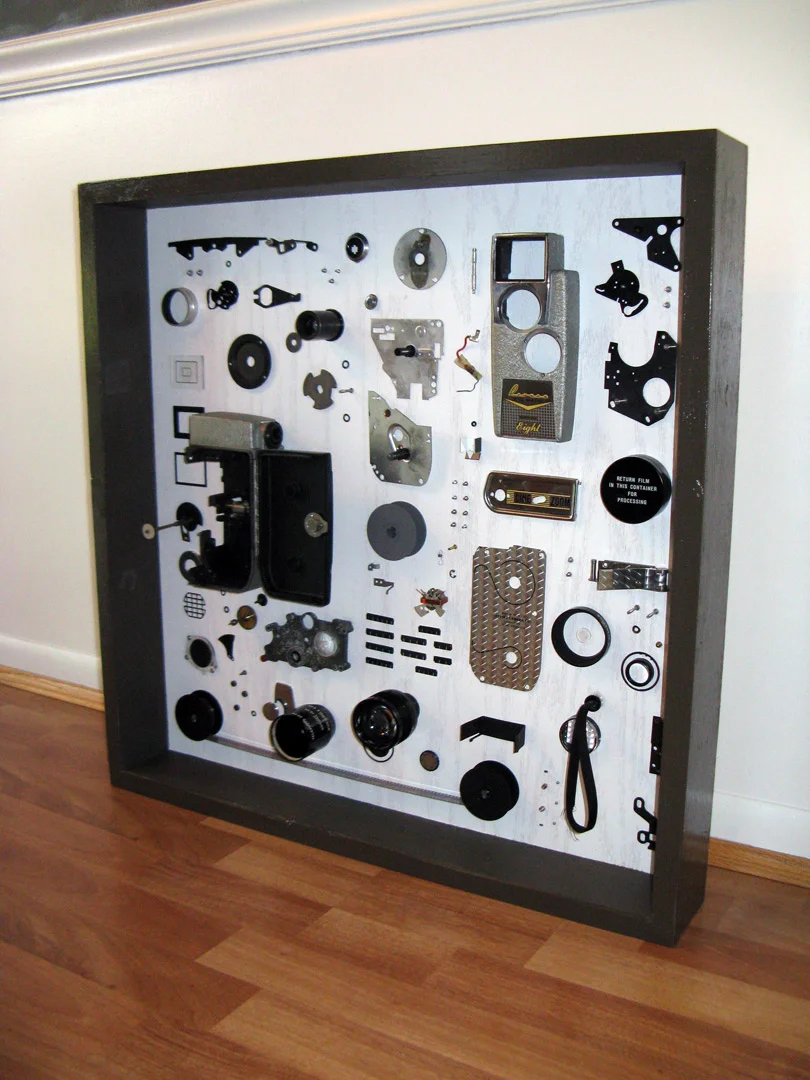 Vintage movie camera disassembled