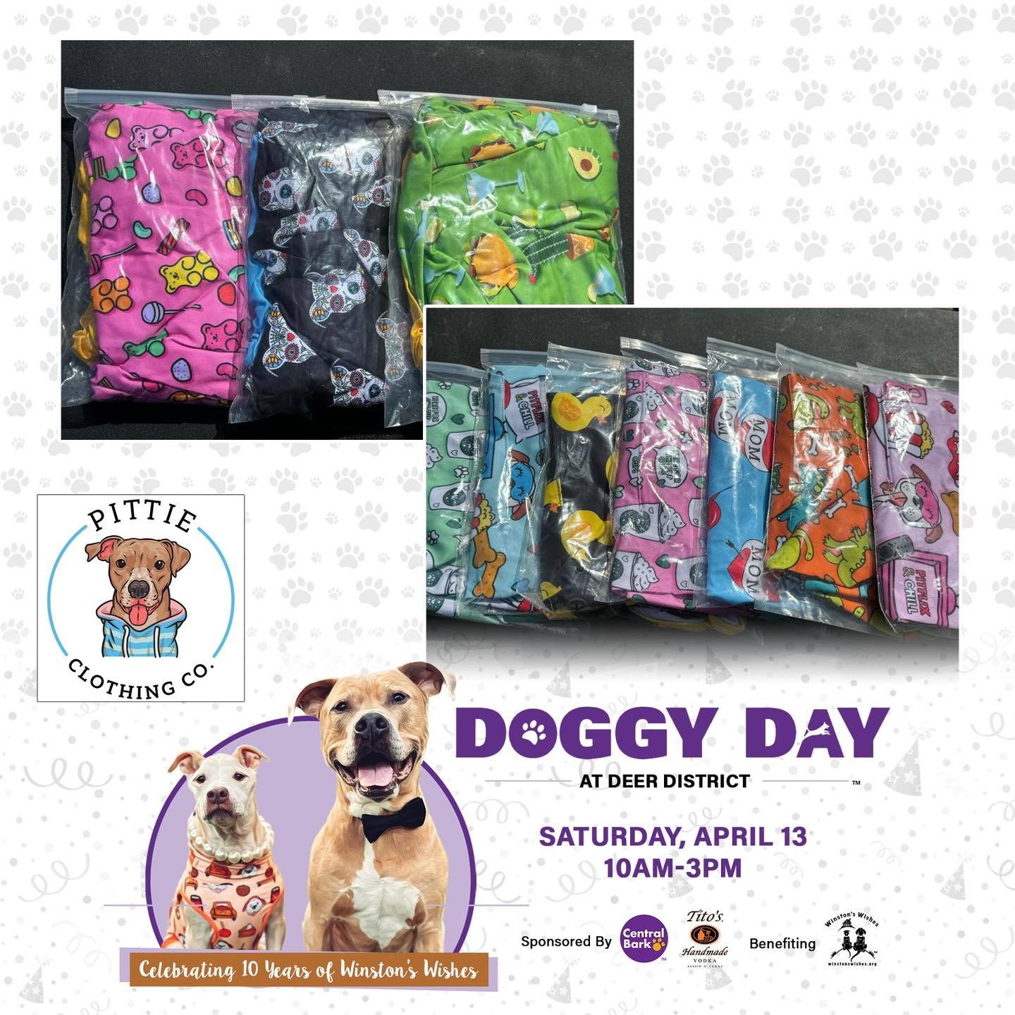 Huge thank you to one of our pups&rsquo; favorite small businesses, @pittieclothing, for this awesome donation of PJs &amp; Muscle Tees! 🤩

Be sure to enter the Doggy Day at Deer District raffle for your chance to win! 🙌🏼🐾💙

#doggydaymke #doggyd