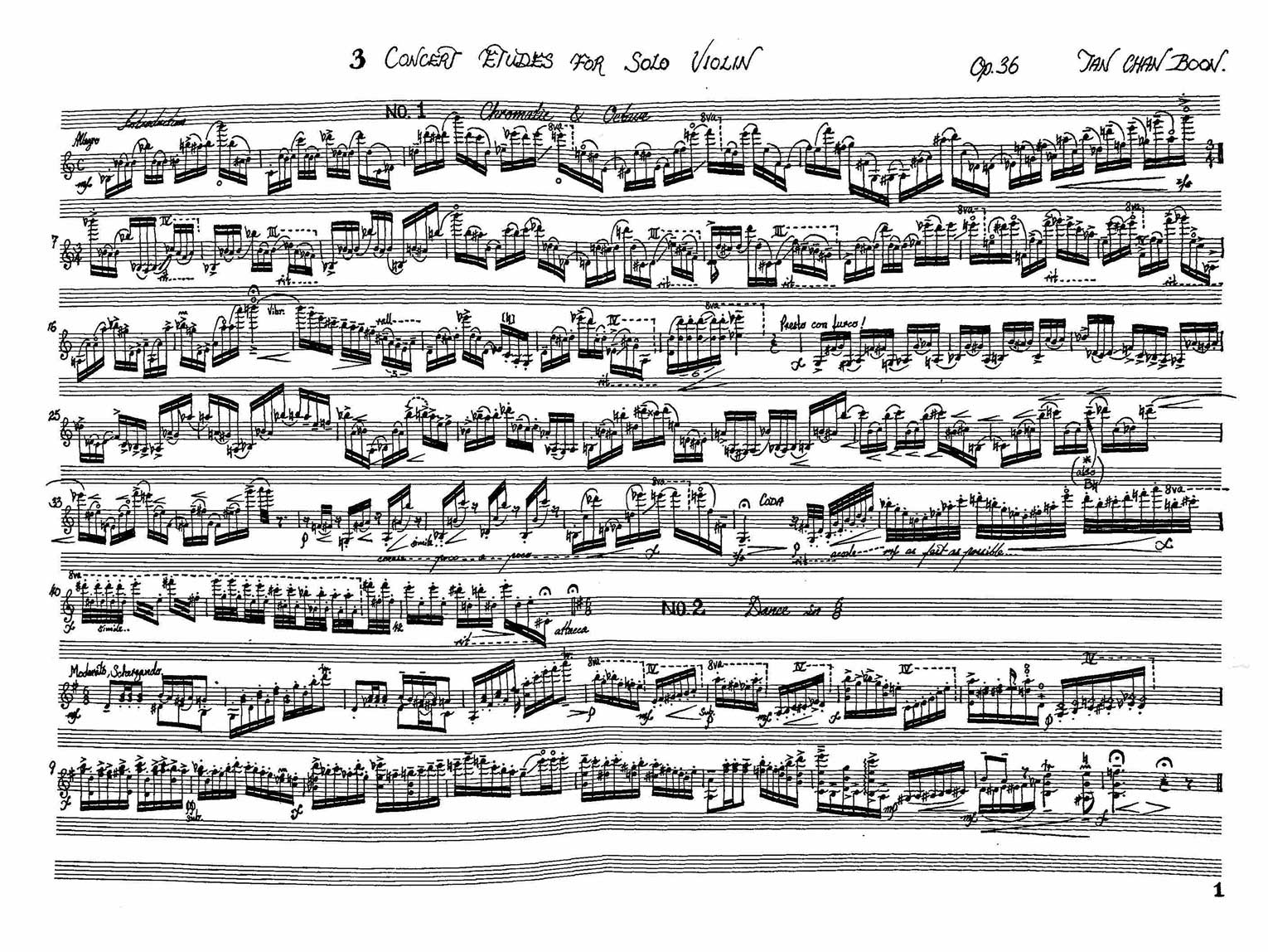 TAN Chan Boon: 3 Concert Etudes for Solo Violin, op. 36 (2000)