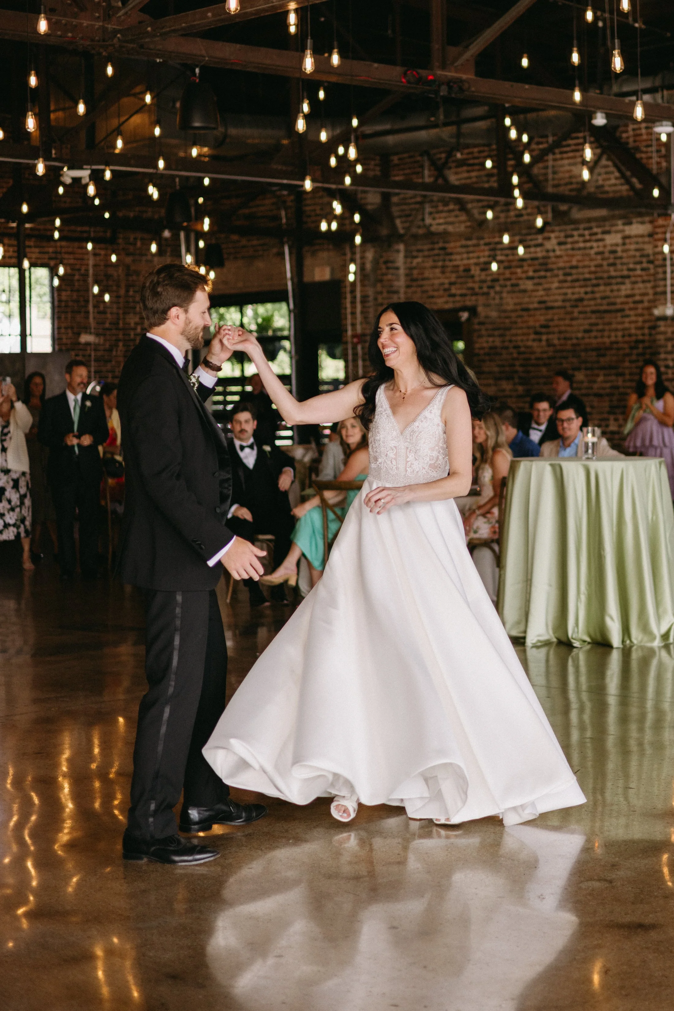 bride and groom photo at downtown Knoxville tn wedding at the press room