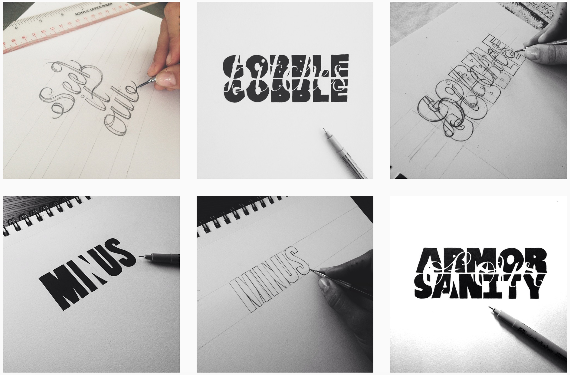 Some of my hand lettering pieces featured on @bean_robin