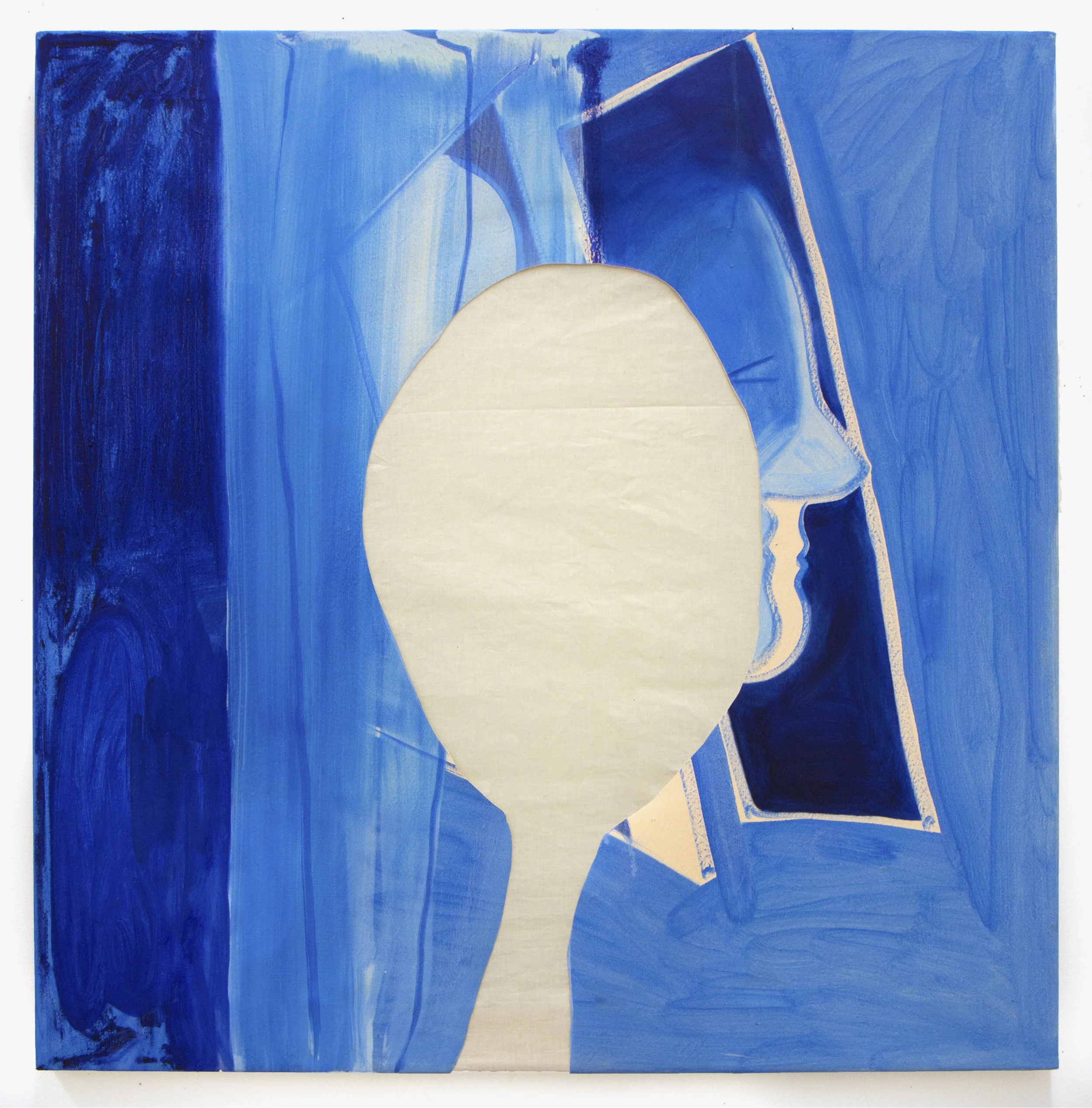 Trick Mirror , 2017. Oil on cut canvas with muslin collage, 40”x40”