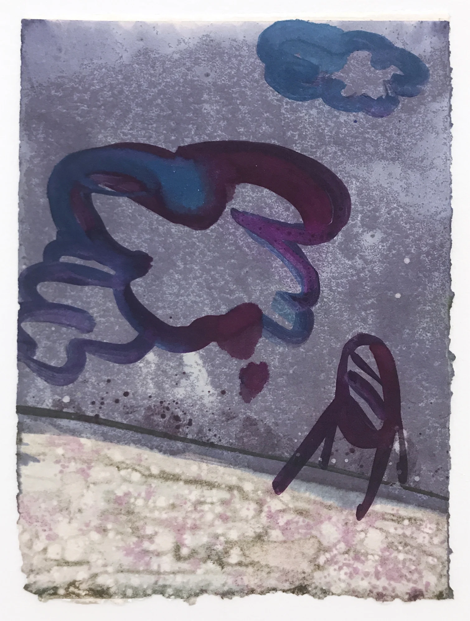 Mirror in Landscape , 2018. Monotype on stonehenge paper, 6"x8 1/4"