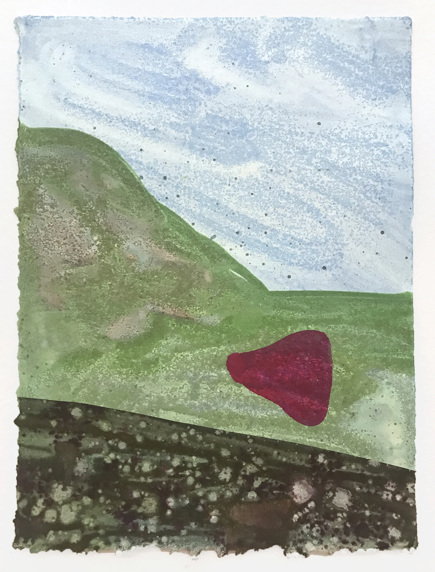 In the Park (with Pink Underwear) , 2018. Monotype on stonehenge paper, 6"x8 1/4"
