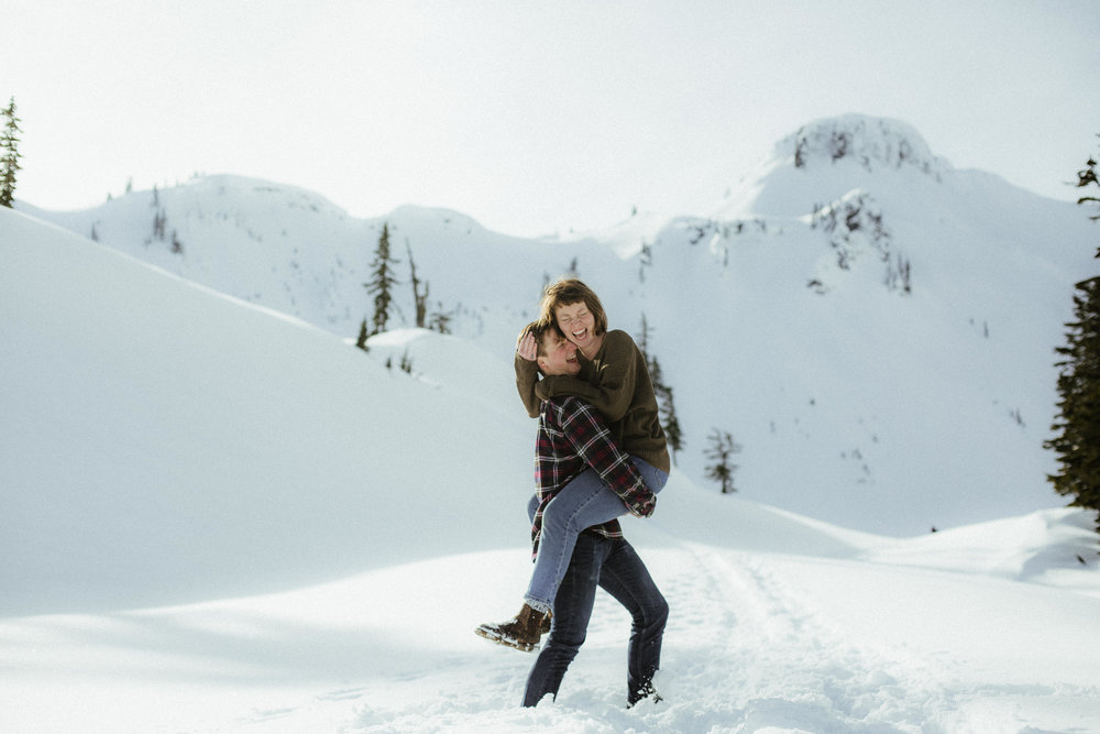 a couple at mt. baker for their engagement photos