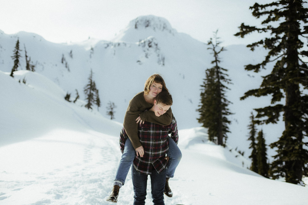 a couple at mt. baker for their engagement photos