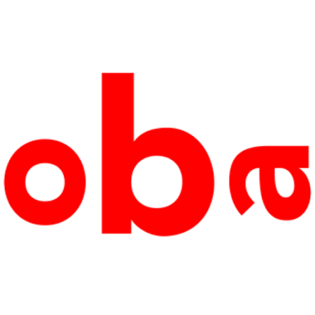 Bold red lowercase letters spelling 'obama' with the 'a' upside down on a white background.