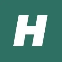 White letter H on a green background