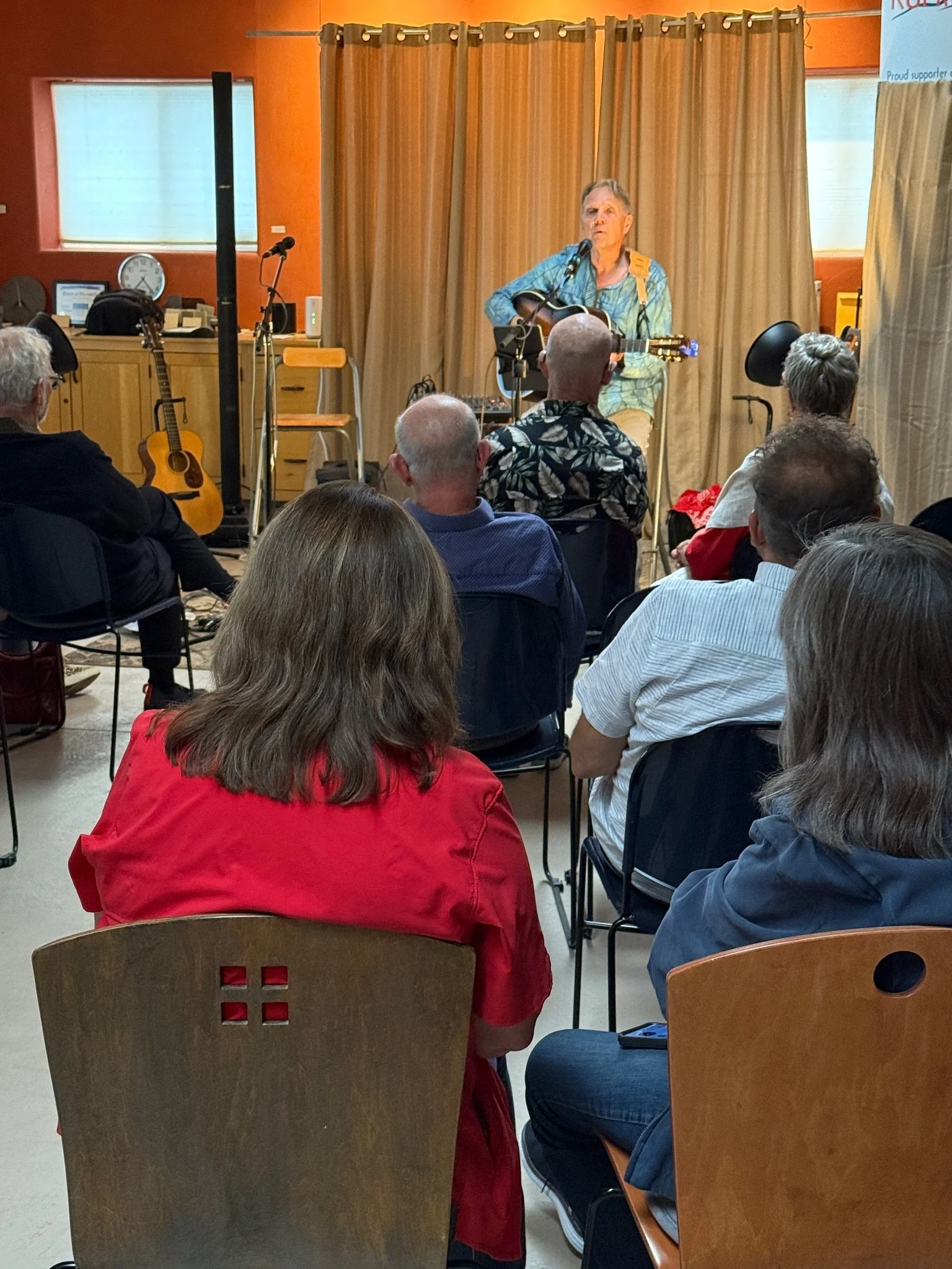 Second Sunday Studio Shows at Solamente Natural Plaster have been happening every month for the last 64 months, 6.5 years. Great acoustics from natural plasters on all walls and ceiling, outstanding performances!