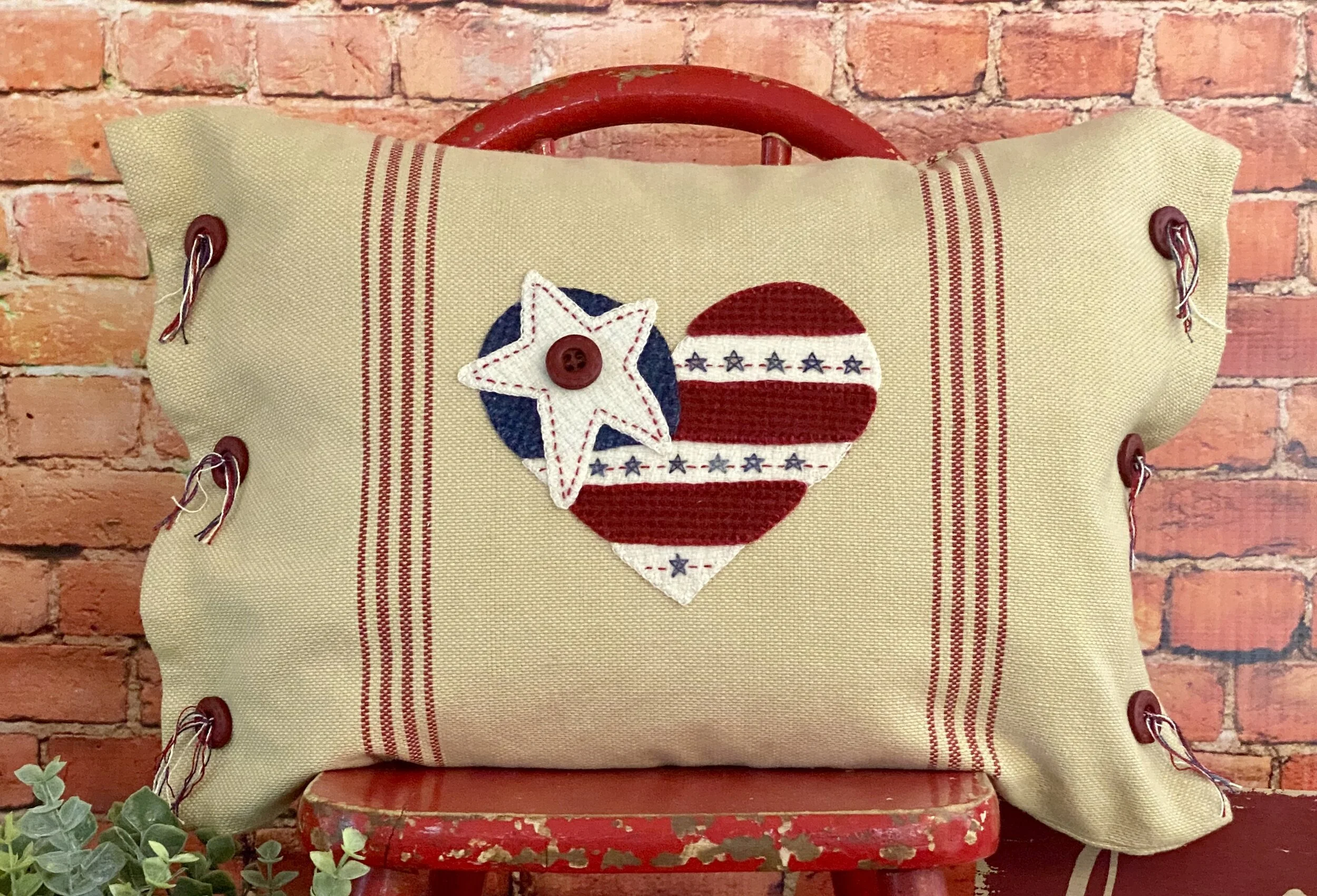  Freedom Heart Pillow  Red, White &amp; Wool Click here to  ORDER A KIT  