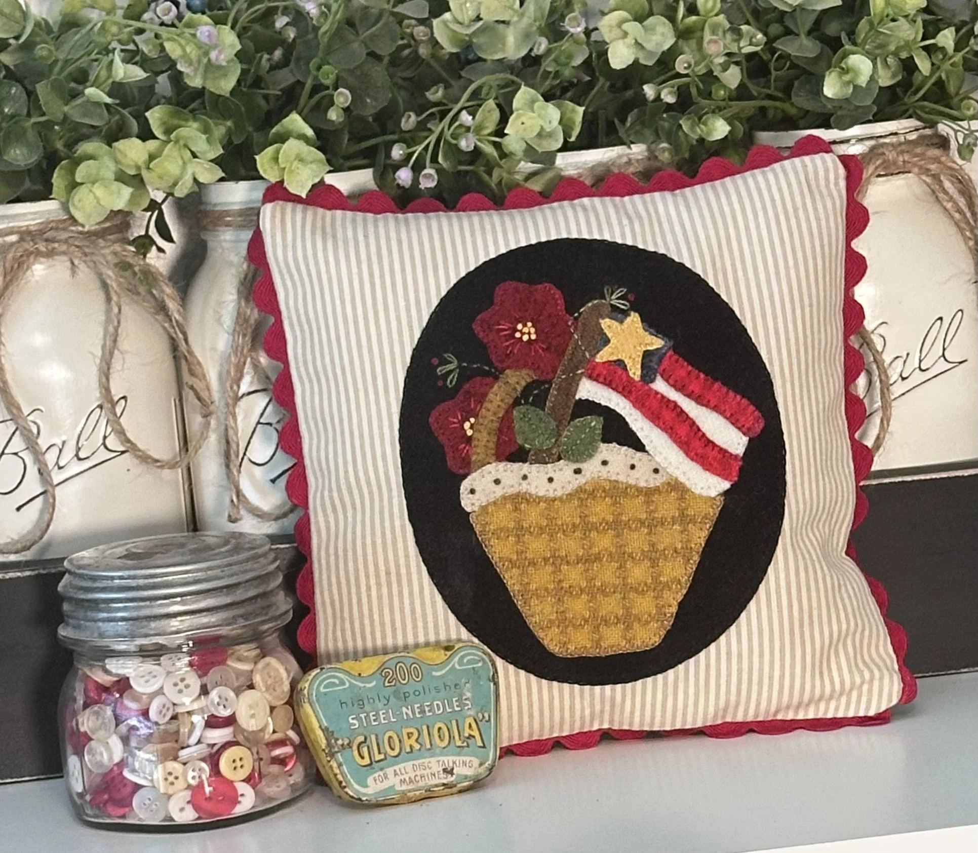 Americana Basket Pillow 