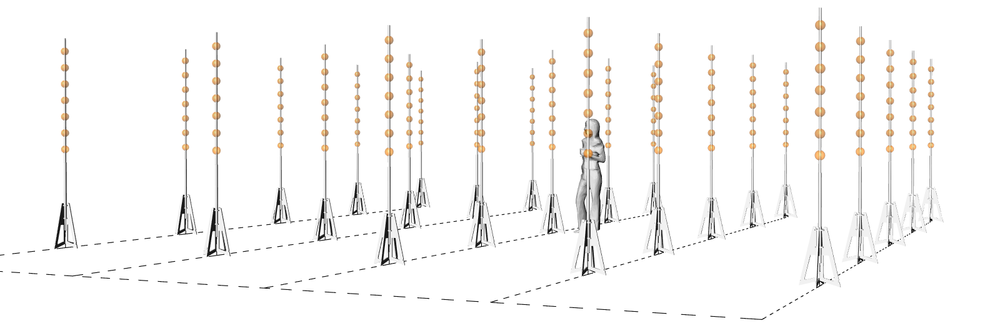 Image 2. Random or clustered arrangement of the 25 vertical light quills.