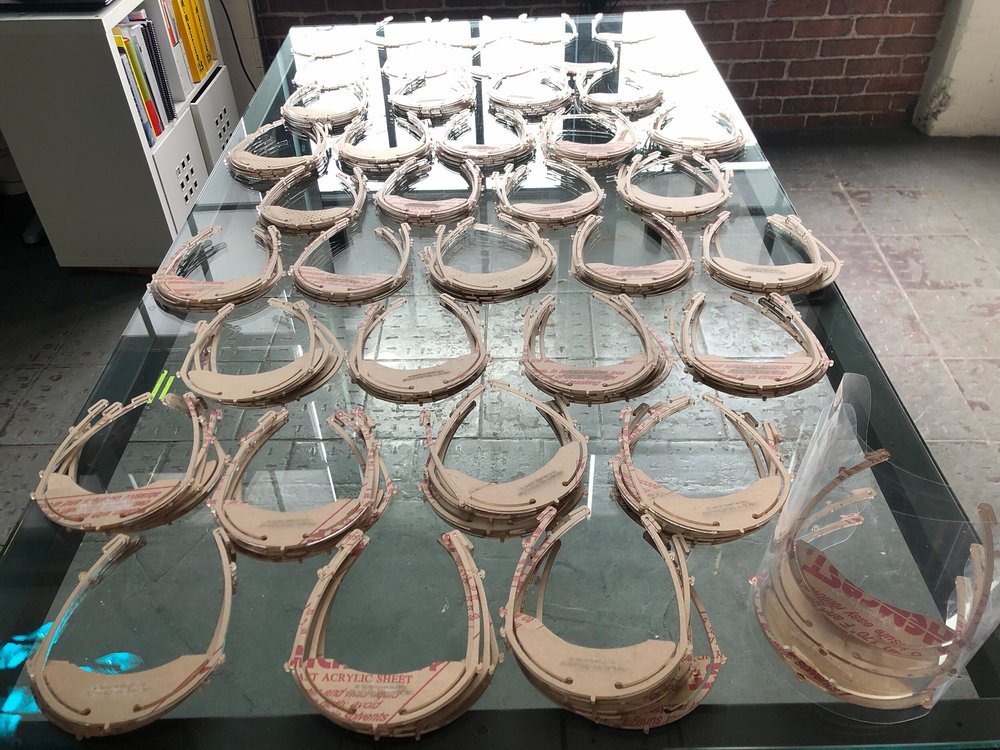 Stacks of Face Shield Frames