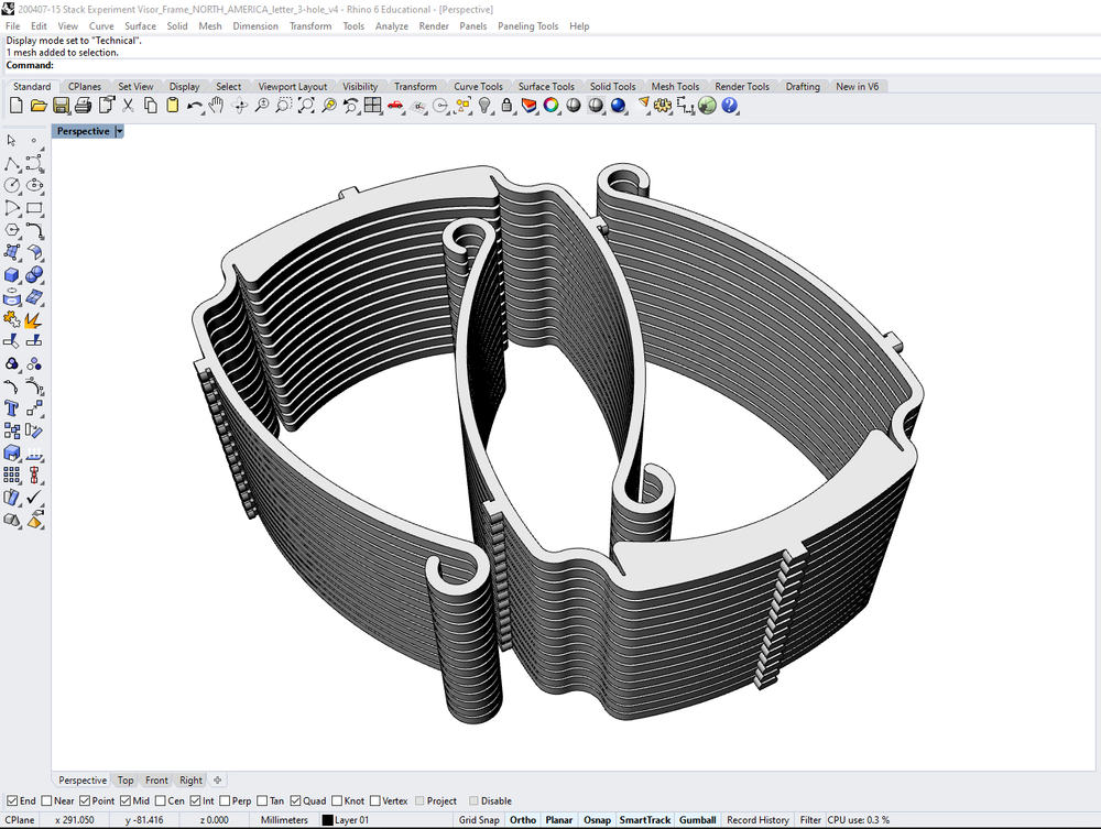 A stack of twenty 3d printed face shields ready to print