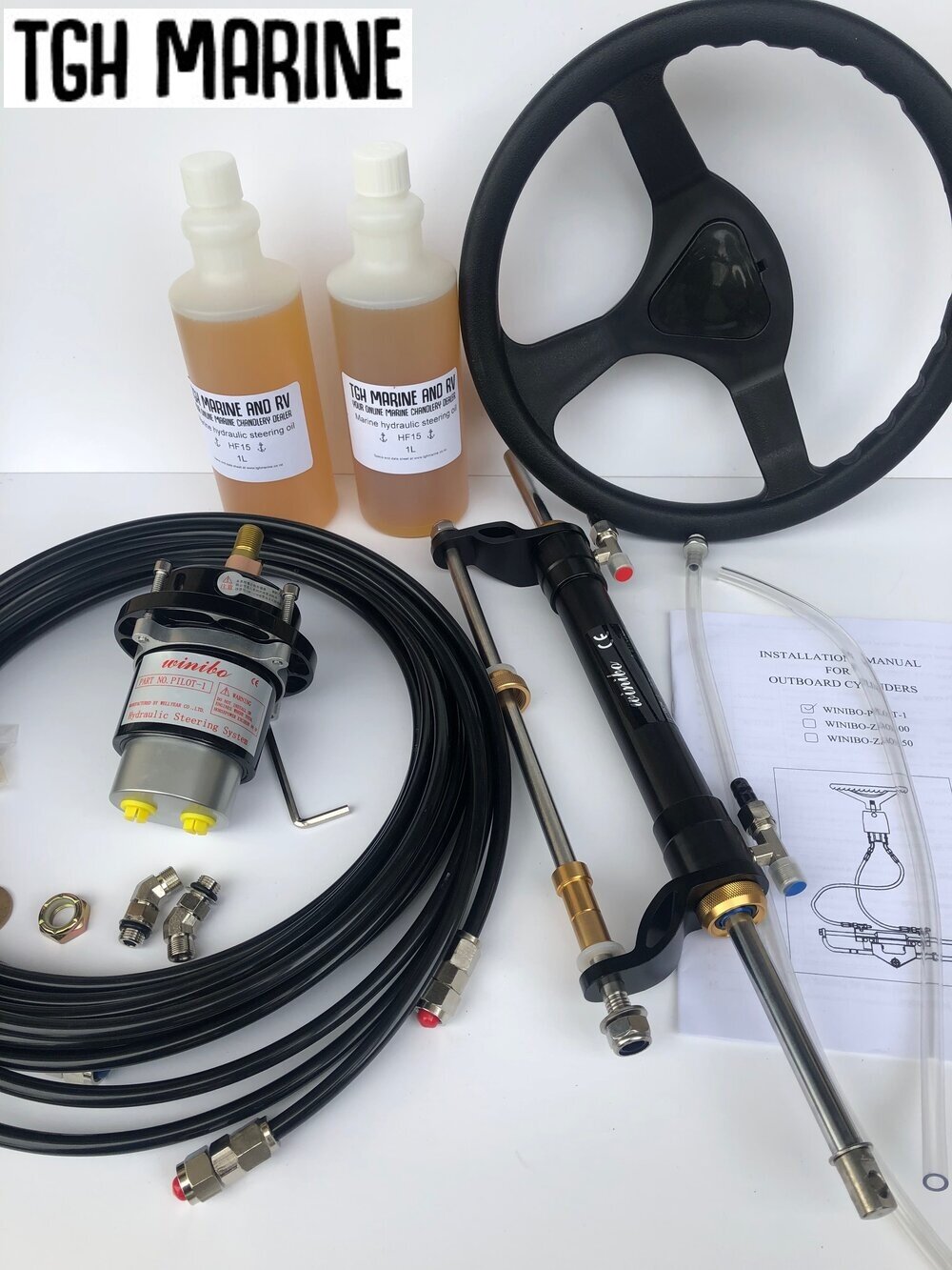 Winibo hydraulic steering to 90 hp Complete with steering wheel