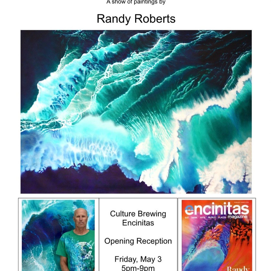 Encinitas please join us in welcoming Randy Roberts as our next monthly artist! Randy poses the question, what if we could stop the movement of one of earth's constant flows, and his art delivers just that. He chooses to isolate a glimpse of the ocea