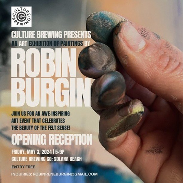 Solana Beach say hello to Robin Burgin, you May artist. The theme of her show is Visual Vocabulary- when words are just not enough. Robin's art is an outward expression of her felt sense - her visual vocabulary. The diction is articulated through a r