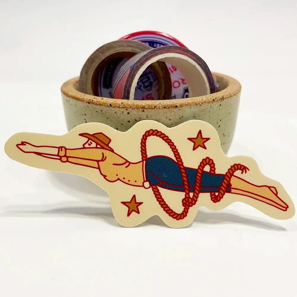 Diving Cowgirl Sticker