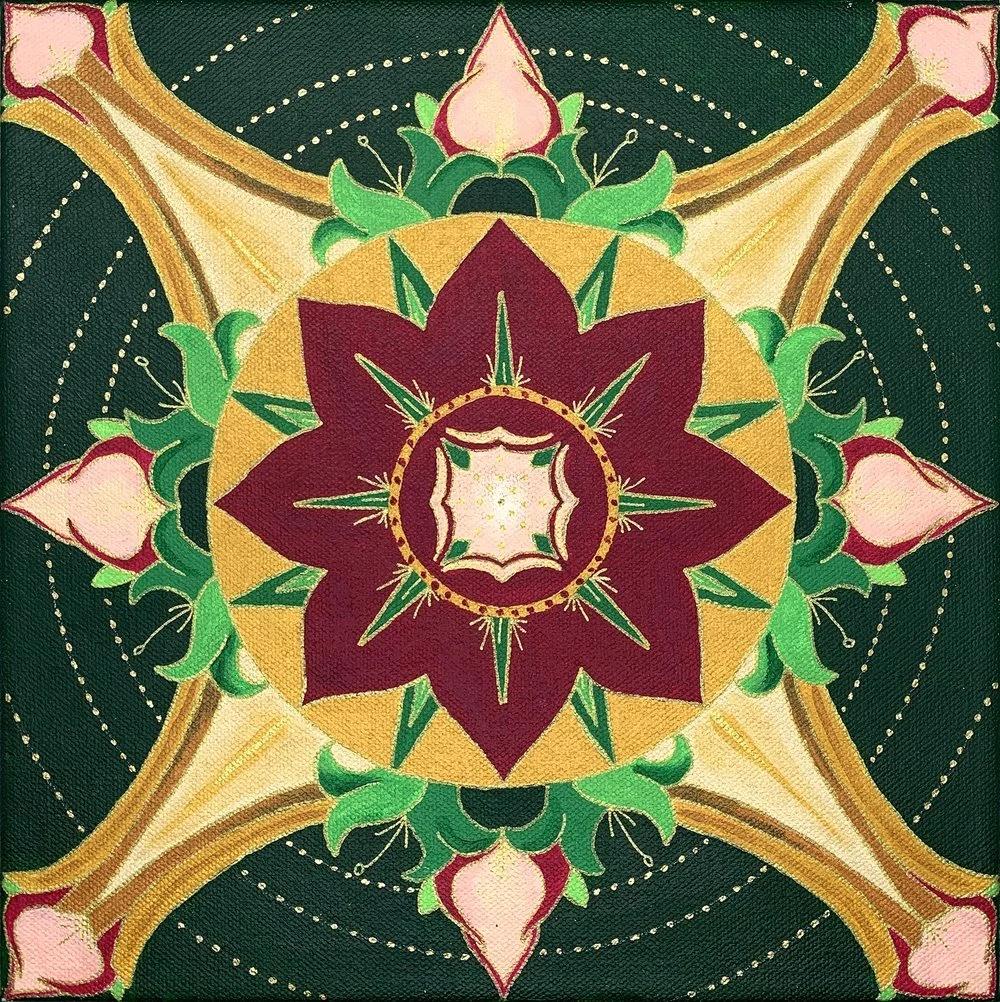 Emerald and Roses Mandala