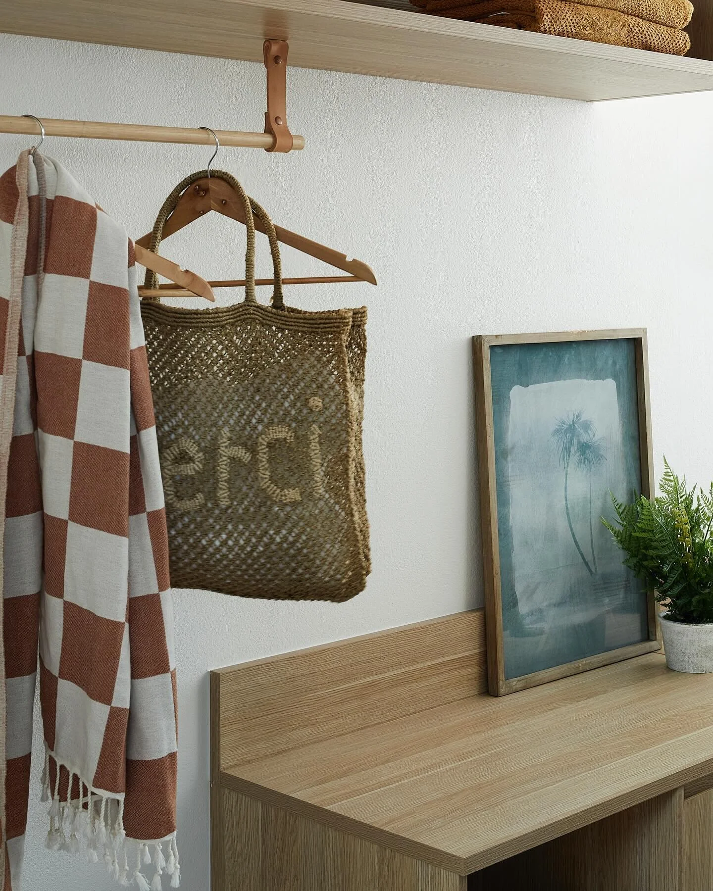 Pippies accommodation
Fabric detailed new joinery for each room.
Our approach when designing a space such as a hotel room is to include an element of surprise, something that makes you look twice. 
Builder: Club Projects
Photo: @alexmcintyre_photogr