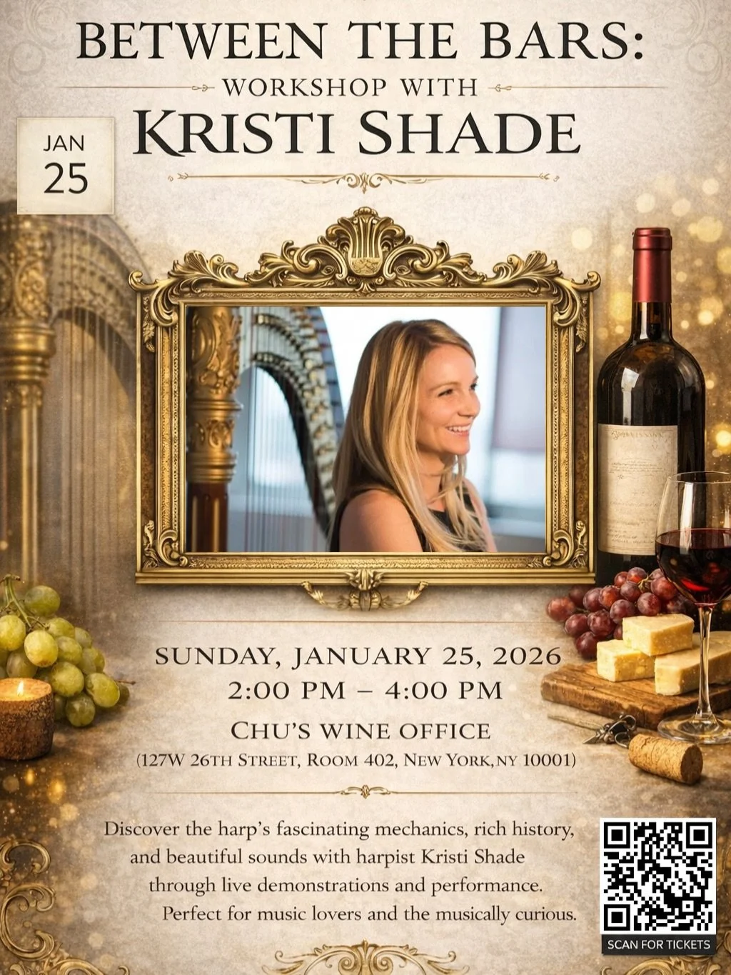 📣Event Update: Between the Bars: Workshop with Kristi Shade has been rescheduled due to weather. 🌨️

📅 New date: Sunday, February 8
⏰ 2:00&ndash;4:00 PM
📍 Chu&rsquo;s Wine Office, 127W 26th Street, 
Room402

Spend your Sunday afternoon enjoying l